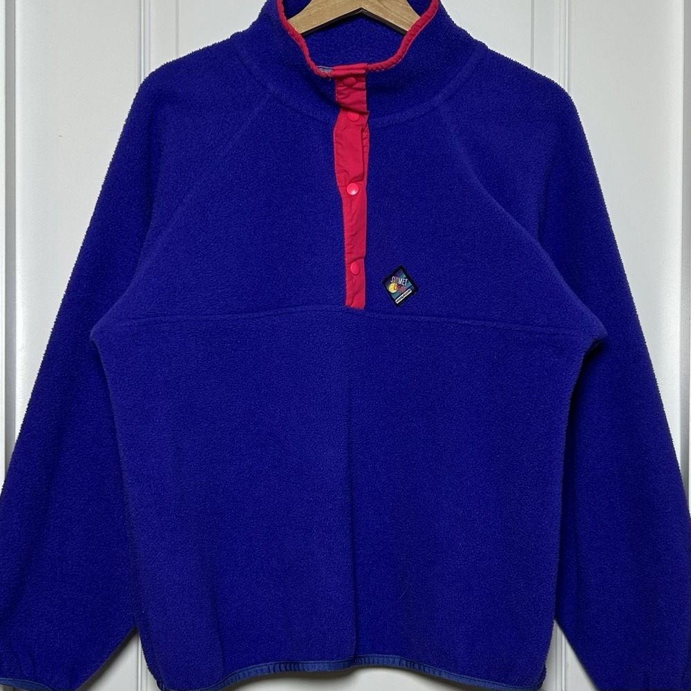Woolrich Vintage 90s Made in USA Purple Hot Pink Colorblock Snap Fleece Pullover